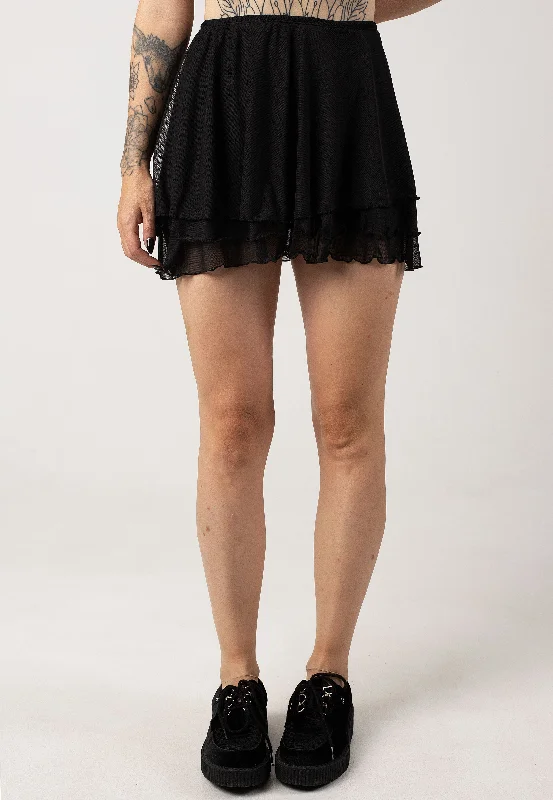 Noisy May - Via Layered Tie Mini Black - Skirt flowy skirt hem