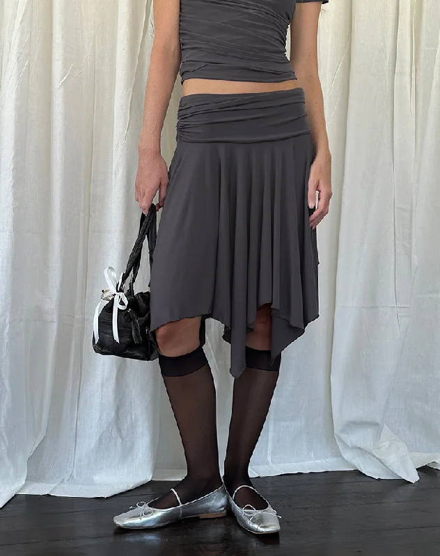 Norali Waterfall Midi Skirt in Grey chiffon skirt airy