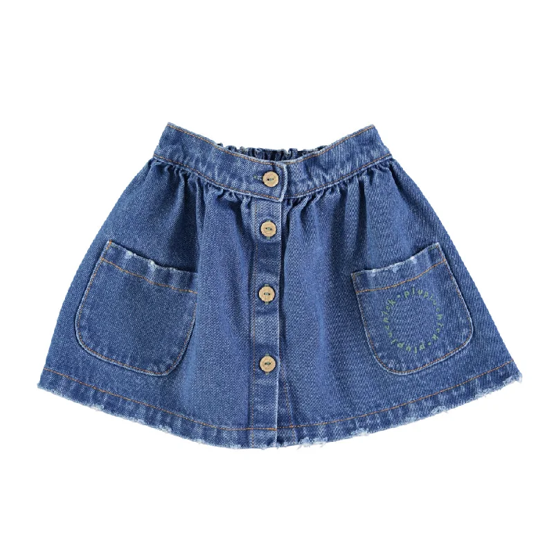 PIUPIUCHICK WASHED NAVY DENIM MINI SKIRT corduroy skirt textured