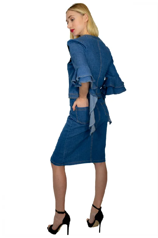 Q1343 DENIM SKIRT modal blend skirt