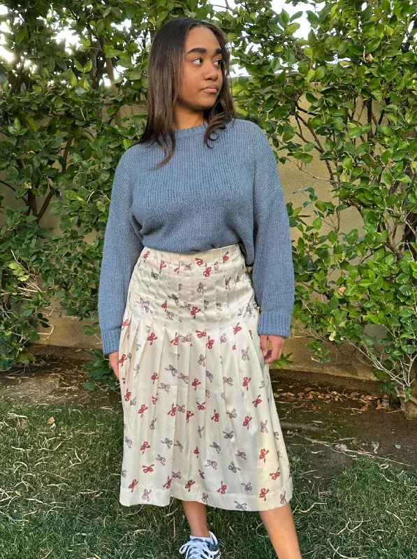 Ribbon Bow Pleated Skirt denim skirt fashionable