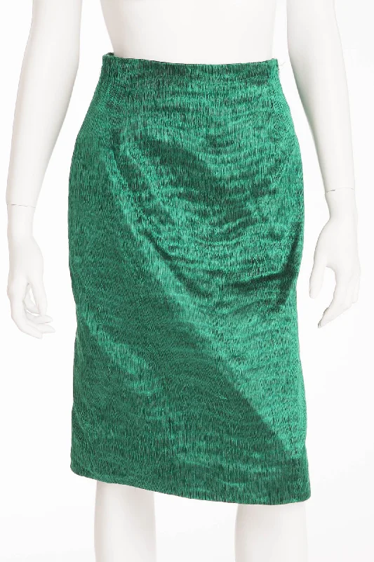 Rochas - Green Fur Pencil Skirt lace skirt delicate