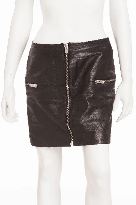 Saint Laurent - Black Mini Skirt with Zippers - FR 40 wrap skirt elegant