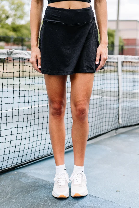 Show Up Black Tennis Skort elastic waist skirt