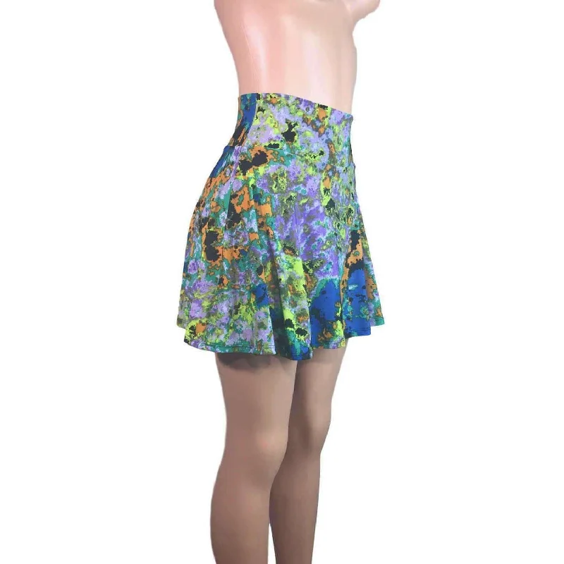 Splatter High Waisted Skater Skirt - Clubwear, Rave Wear, Mini Circle Skirt maxi skirt elegant