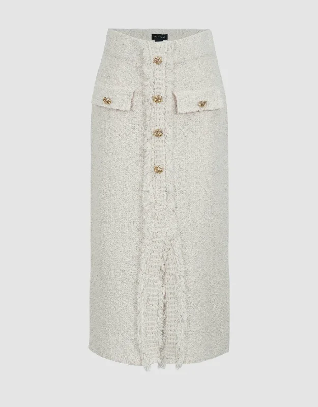 Split Hem Tweed Knitted Straight Skirt velvet skirt plush