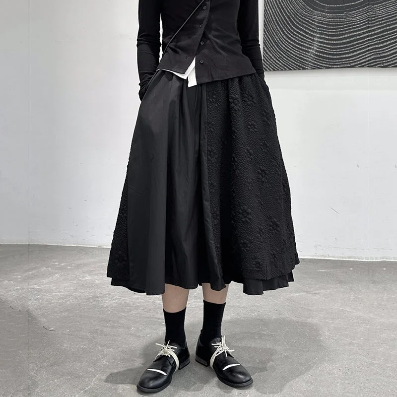 Three-dimensional Jacquard Skirt A-line casual skirt length