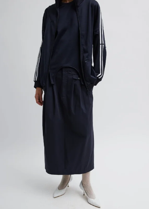 Tibi Bio Twill Triple Pleat Skirt in Dark Navy lightweight skirt design