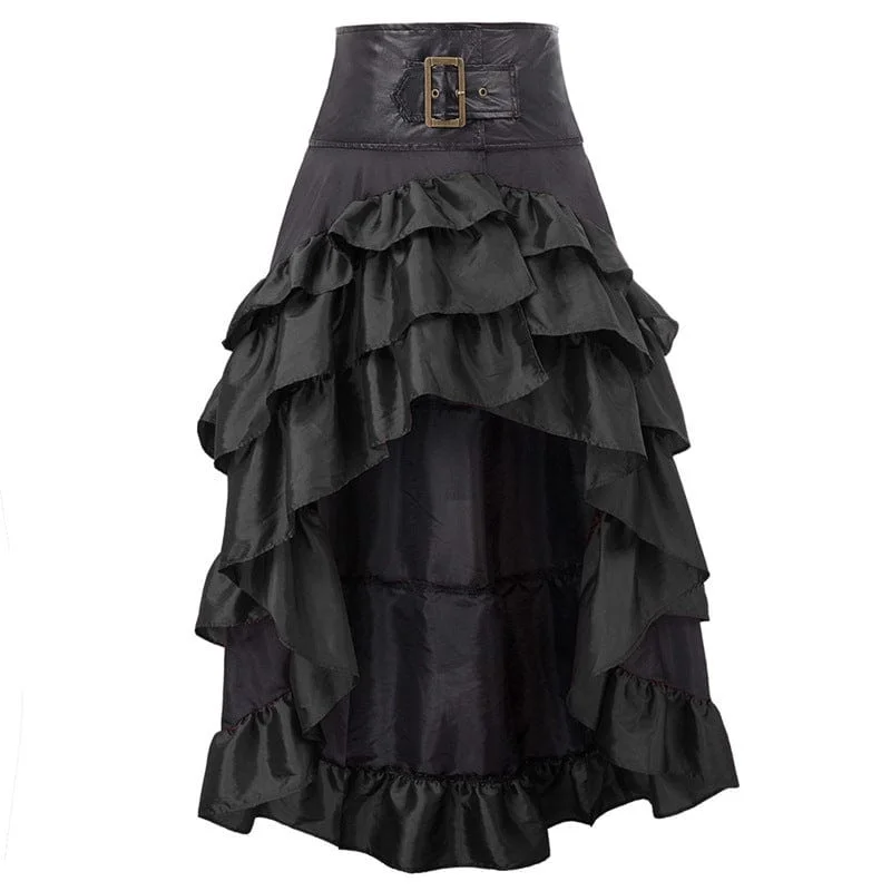 Women's Gothic Ruffled Layered High/low Skirt linen skirt natural