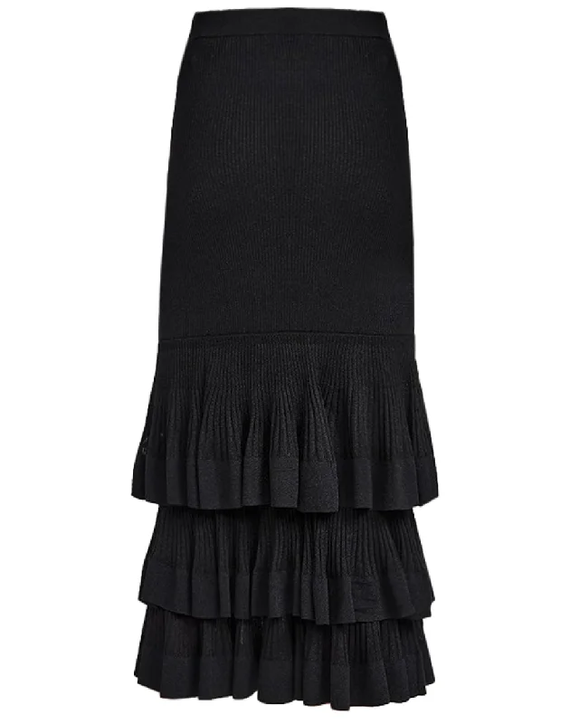 Black Story Ruffle Skirt low waist skirt