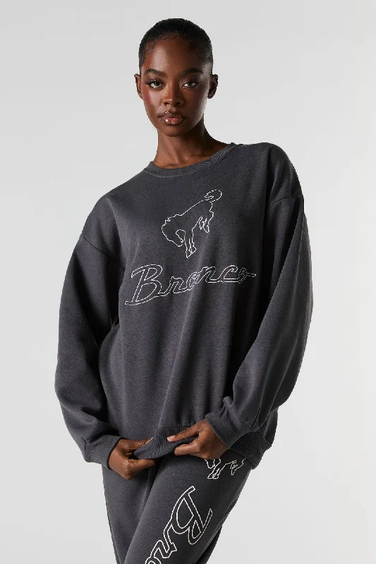 Ford Bronco Embroidered Fleece Sweatshirt Hoodie with Hem Elastic Stretchable Comfortable Ford Bronco Embroidered Fleece Sweatshirt Hoodie with Hem Elastic Stretchable Comfortable