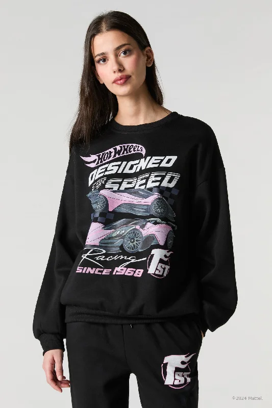 Hot Wheels™ 1st Place Graphic Fleece Sweatshirt Hoodie with Neon Bright Vibrant