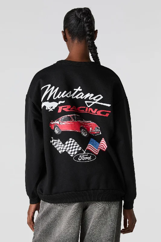 Ford Mustang Graphic Fleece Sweatshirt Hoodie with Zipper Versatile Modern