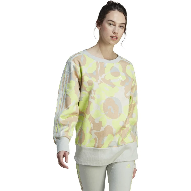 adidas Women's All Over Print Sweatshirt Hoodie with Cuffed Sleeves Snug Secure