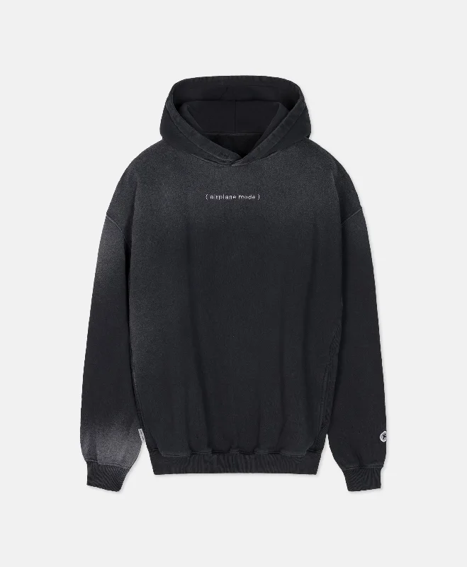 AIRPLANE MODE HOODIE SAUDI EDITION BLACK Hoodie with Mock Neck Collared Structured
