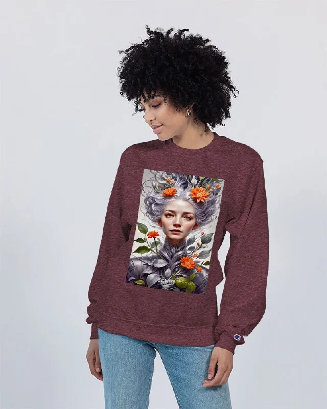 Beautiful white sister grey hair blossom Unisex Sweatshirt | Champion Hoodie with Hem Contrast Bold Stylish Beautiful white sister grey hair blossom Unisex Sweatshirt | Champion Hoodie with Hem Contrast Bold Stylish