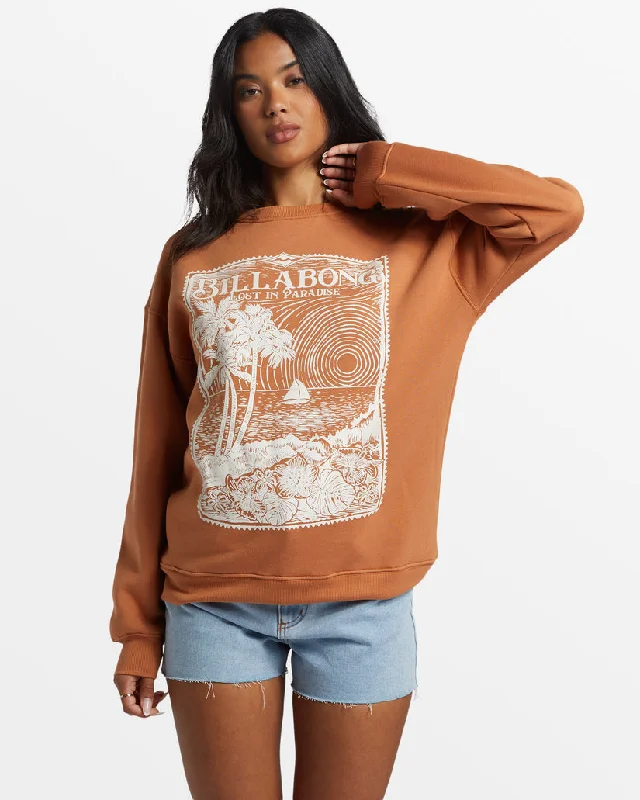 Billabong Paradise Is Here Crew Neck Sweatshirt - TOFFEE Hoodie with Elastic Waist Stretchable Comfortable Billabong Paradise Is Here Crew Neck Sweatshirt - TOFFEE Hoodie with Elastic Waist Stretchable Comfortable