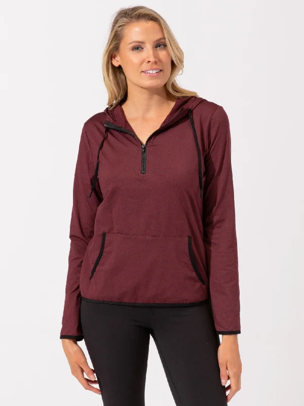 Brushed Jersey Half Zip Hoodie Hoodie with Metallic Shiny Futuristic