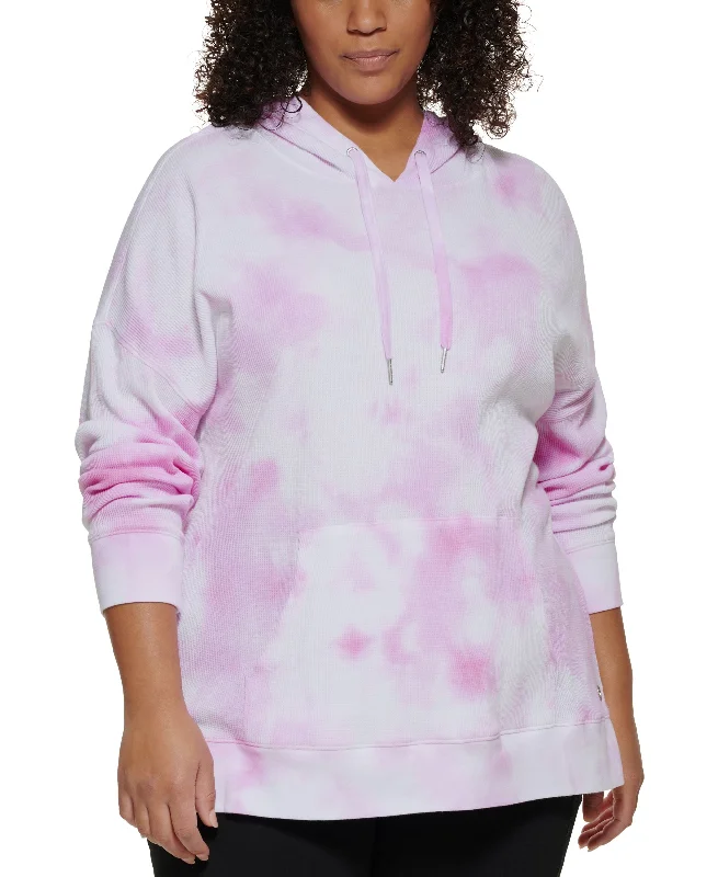 Calvin Klein Performance Plus Size High Low Waffle Hoodie Hoodie with Back Slit Movement Comfort Calvin Klein Performance Plus Size High Low Waffle Hoodie Hoodie with Back Slit Movement Comfort