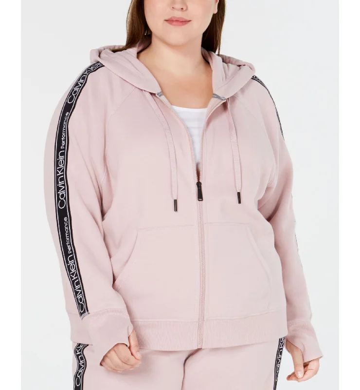 Calvin Klein Performance Plus Size Relaxed Zip Hoodie Hoodie with Bell Sleeves Flared Feminine Calvin Klein Performance Plus Size Relaxed Zip Hoodie Hoodie with Bell Sleeves Flared Feminine