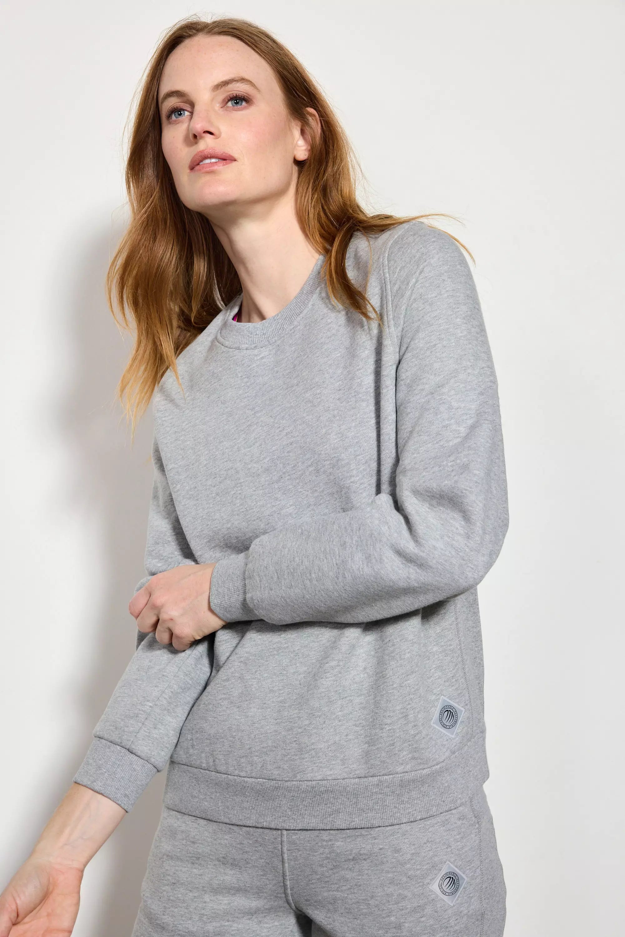 Comfort Fleece Sweatshirt - Htr Concrete Hoodie with Rolled Sleeves Casual Relaxed