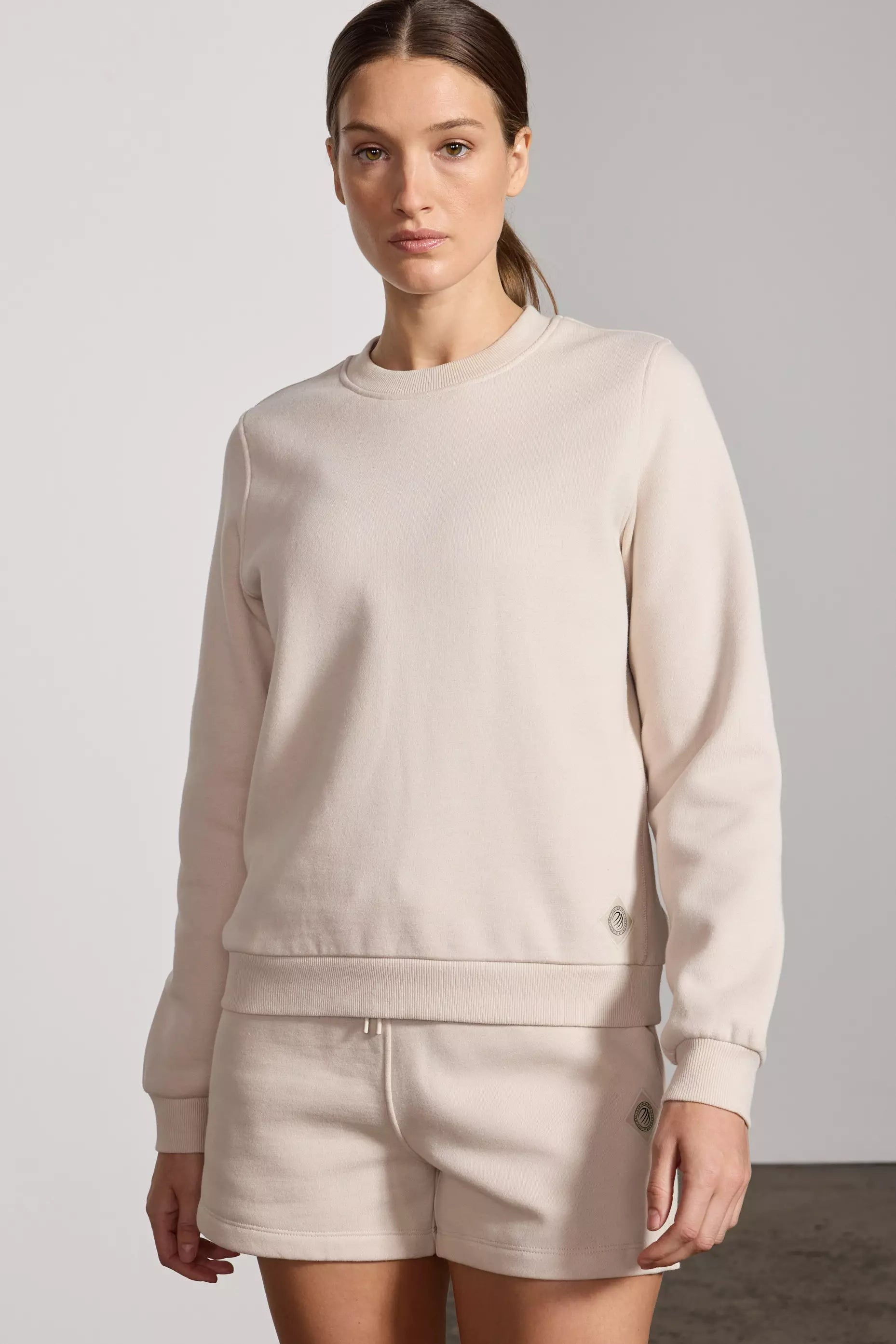 Comfort Fleece Sweatshirt - Stone Hoodie with Button Placket Classic Preppy