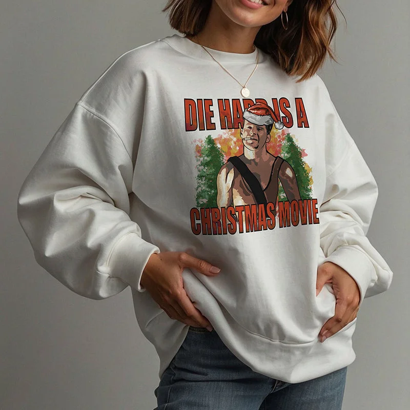 Die Hard Is A Christmas Movie Crewneck Sweatshirt Hoodie with Cuffed Sleeves Snug Secure Die Hard Is A Christmas Movie Crewneck Sweatshirt Hoodie with Cuffed Sleeves Snug Secure