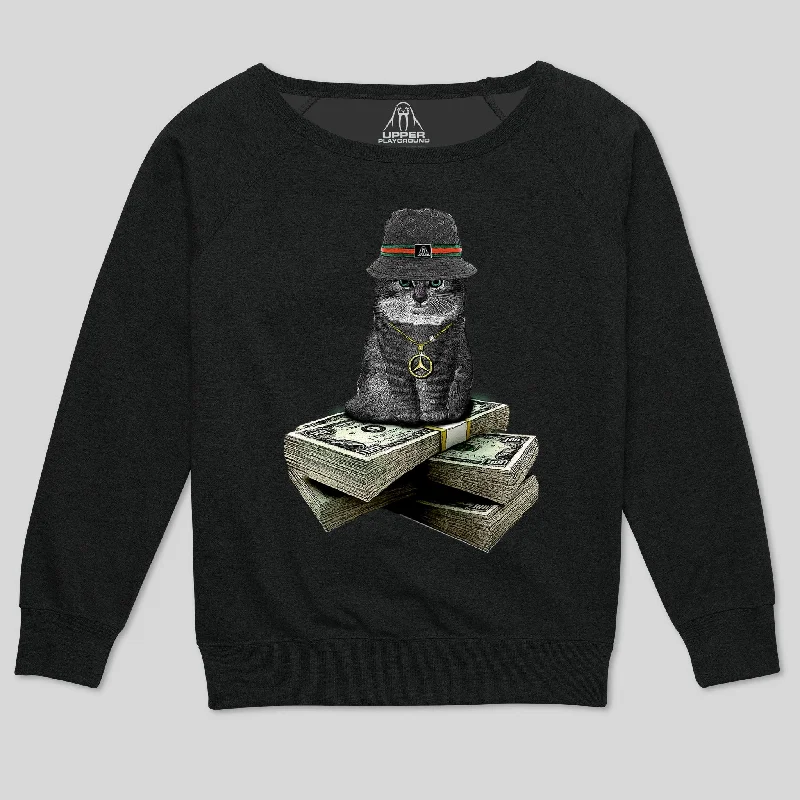 BIG DADDY KITTY WOMEN'S SCOOP NECK SWEATSHIRT Hoodie with Turtle Neck Cozy Winter