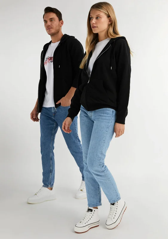 Embroidery Logo Zip Hoodie Black Hoodie with Emblem Brand Identity