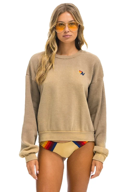ESSENTIAL RELAXED CREW SWEATSHIRT - FADED TAN Hoodie with Batwing Sleeves Loose Dramatic ESSENTIAL RELAXED CREW SWEATSHIRT - FADED TAN Hoodie with Batwing Sleeves Loose Dramatic