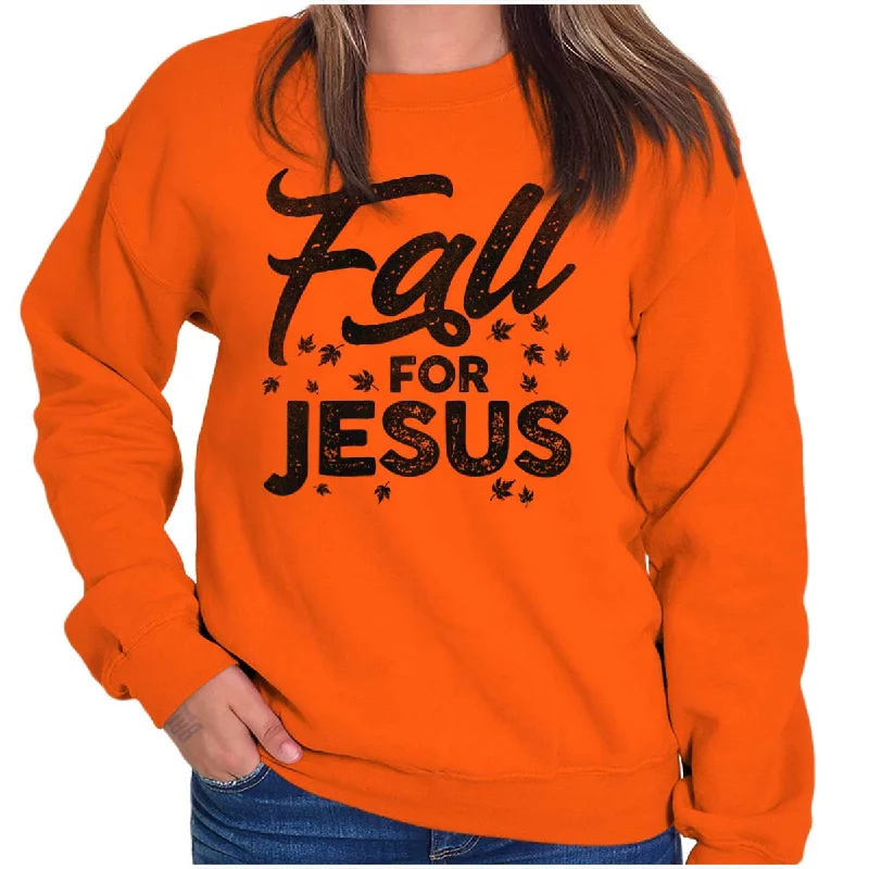 Fall for Jesus Crewneck Sweatshirt Hoodie with Raw Hem Edgy Unfinished
