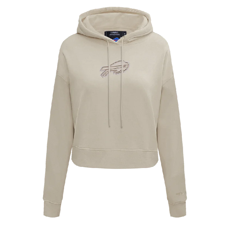 NFL BUFFALO BILLS NEUTRAL WOMEN'S CROPPED PO HOODIE (TAUPE) Hoodie with Raglan Sleeves Sporty Comfortable NFL BUFFALO BILLS NEUTRAL WOMEN'S CROPPED PO HOODIE (TAUPE) Hoodie with Raglan Sleeves Sporty Comfortable