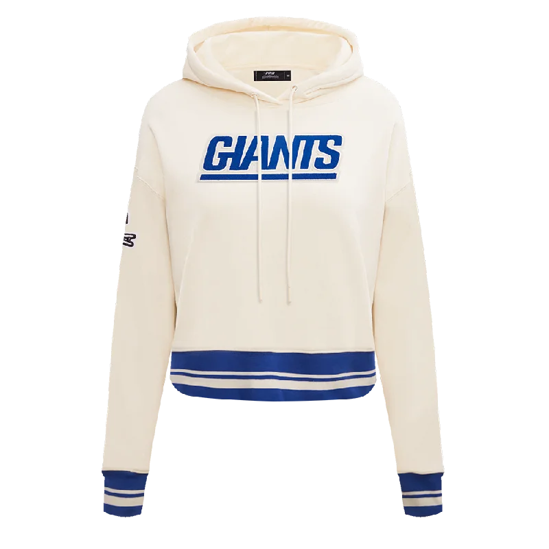 NFL NEW YORK GIANTS RETRO CLASSIC WOMEN'S RIB CROPPED PO HOODIE (EGGSHELL/DODGER BLUE) Hoodie with High-Low Hem Asymmetrical Trendy NFL NEW YORK GIANTS RETRO CLASSIC WOMEN'S RIB CROPPED PO HOODIE (EGGSHELL/DODGER BLUE) Hoodie with High-Low Hem Asymmetrical Trendy