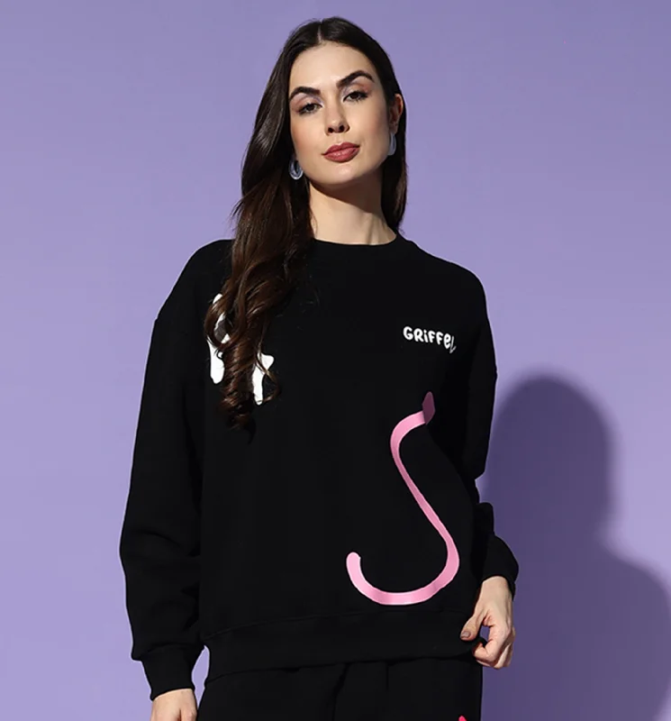 GRIFFEL Round Neck Oversized Sweatshirt Hoodie Crop Top Short Trendy