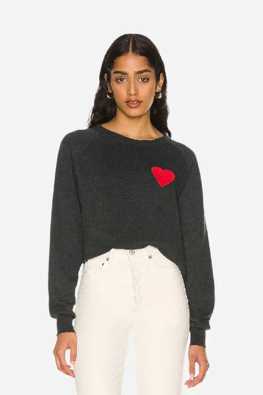Aviator Nation Heart Stitch Crew Sweatshirt Charcoal Hoodie with Zipper Versatile Modern Aviator Nation Heart Stitch Crew Sweatshirt Charcoal Hoodie with Zipper Versatile Modern