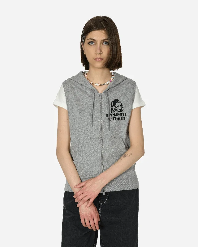 Hysteric Dream Sleeveless Zip Hoodie Grey Hoodie with Tie-Dye Psychedelic Retro