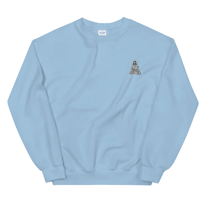 Jesus Embroidery Graphic Sweatshirt Hoodie with Button Classic Timeless