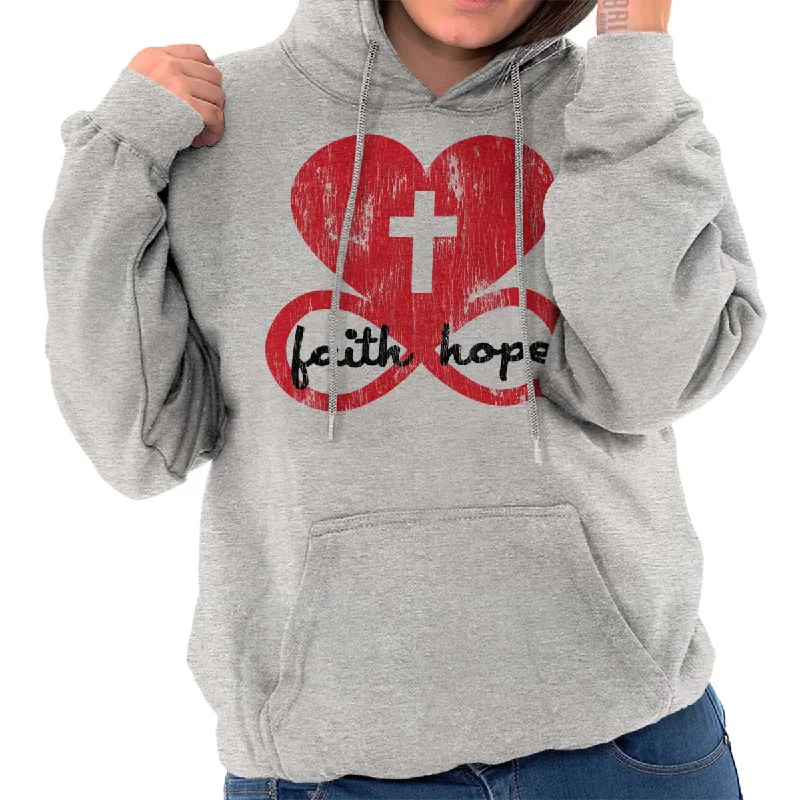 Love Faith Hope Hoodie Hoodie with Side Slits Relaxed Casual