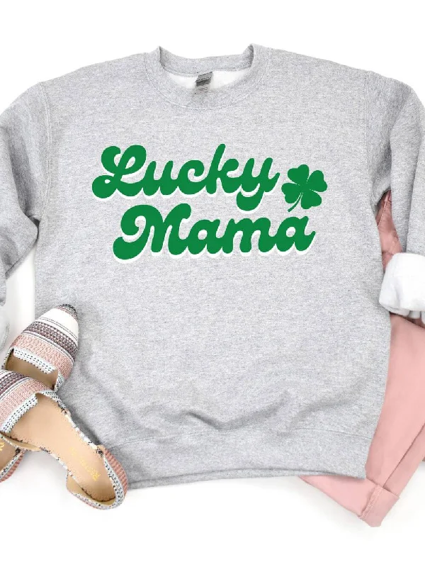 Lucky Mama Mom Heavy Blend Crewneck St. Patrick's Day Sweatshirt Hoodie with Slit Hem Functional Movement Lucky Mama Mom Heavy Blend Crewneck St. Patrick's Day Sweatshirt Hoodie with Slit Hem Functional Movement