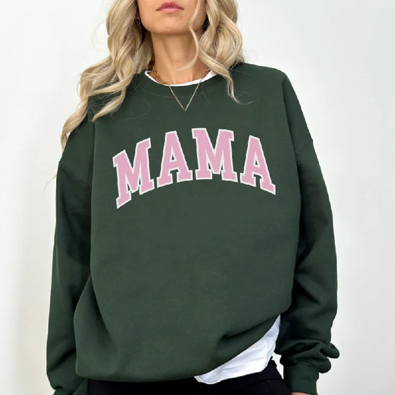 Mama Essential Varsity Women's Sweatshirt Hoodie with Distressed Vintage Worn