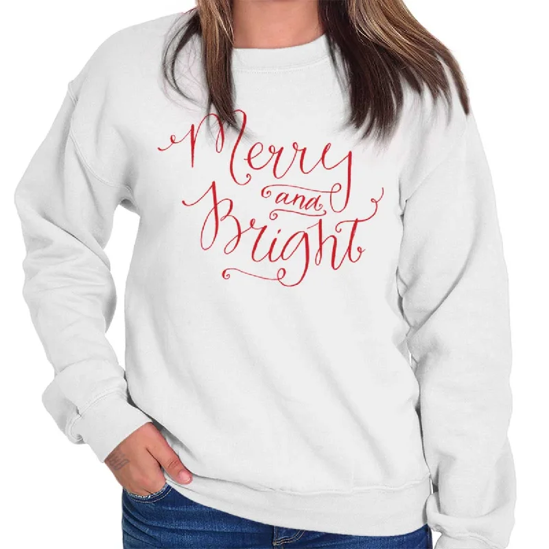 Merry & Bright Crewneck Sweatshirt Hoodie Jacket Zipper Layering