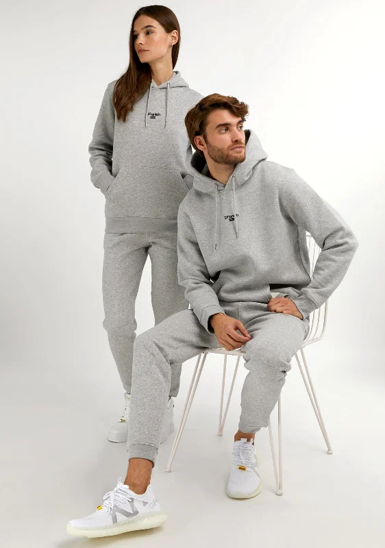 Mid Logo Hoodie Grey / Black Hoodie with Hem Drawcord Adjustable Customizable