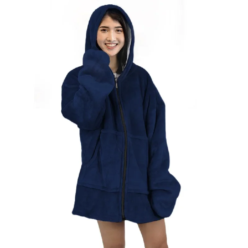 Oversized Zipper Blanket Hoodie Fleece Sweatshirt Pockets for adult Hoodie with Hem Elastic Stretchable Comfortable Oversized Zipper Blanket Hoodie Fleece Sweatshirt Pockets for adult Hoodie with Hem Elastic Stretchable Comfortable