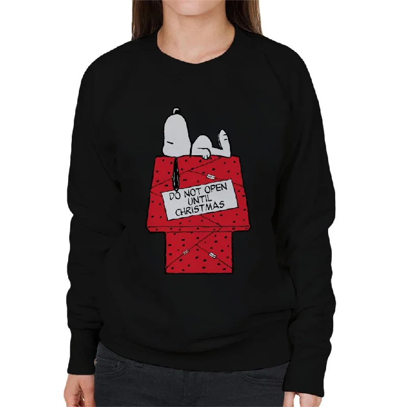 Peanuts Snoopy Do Not Open Until Christmas Day Women's Sweatshirt Hoodie with Cuffed Sleeves Snug Secure Peanuts Snoopy Do Not Open Until Christmas Day Women's Sweatshirt Hoodie with Cuffed Sleeves Snug Secure