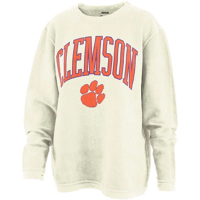 Clemson New Zealand Cord Crewneck Sweatshirt Hoodie with Stripes Bold Sporty