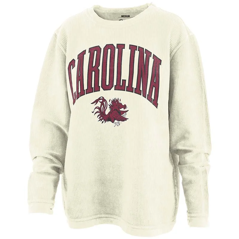 USC New Zealand Cord Crewneck Sweatshirt Hoodie with Tied Waist Feminine Flattering
