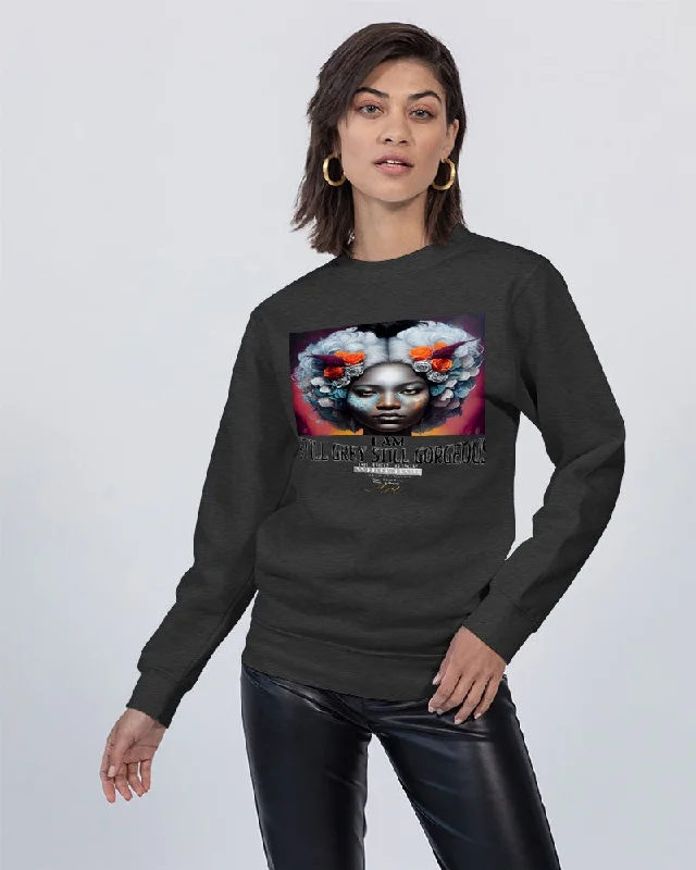Promoting black women with silver grey hair Unisex Premium Crewneck Sweatshirt | Lane Seven Hoodie with Neon Bright Vibrant Promoting black women with silver grey hair Unisex Premium Crewneck Sweatshirt | Lane Seven Hoodie with Neon Bright Vibrant