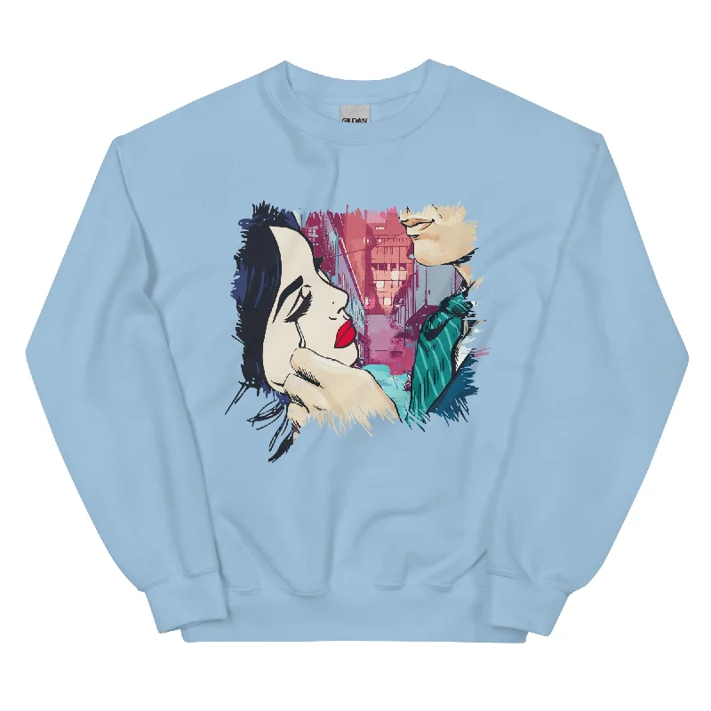 ROMANTIC COUPLES Women's Sweatshirt Hoodie with Mock Neck Collared Structured