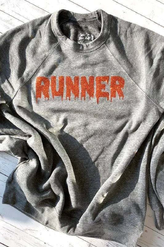 Runner Halloween Sweatshirt Hoodie with Hem Applique Textured Unique