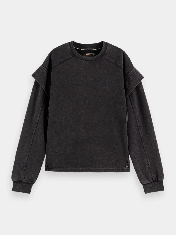 Shoulder detail sweatshirt Cotton Hoodie Fleece Lining Warmth